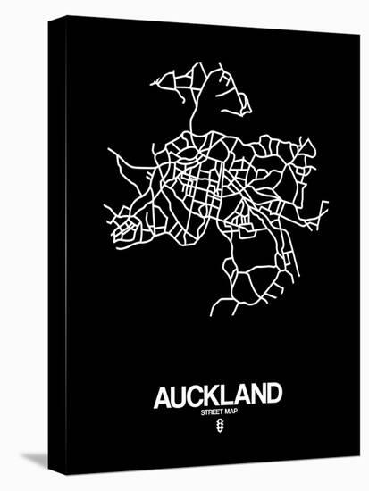 Auckland Street Map Black-NaxArt-Stretched Canvas
