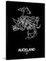 Auckland Street Map Black-NaxArt-Stretched Canvas