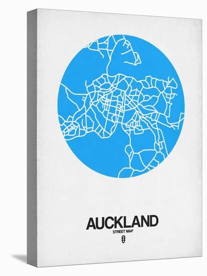 Auckland Street Map Blue-NaxArt-Stretched Canvas