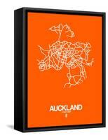 Auckland Street Map Orange-NaxArt-Framed Stretched Canvas