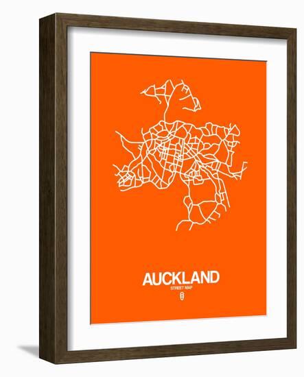 Auckland Street Map Orange-NaxArt-Framed Art Print