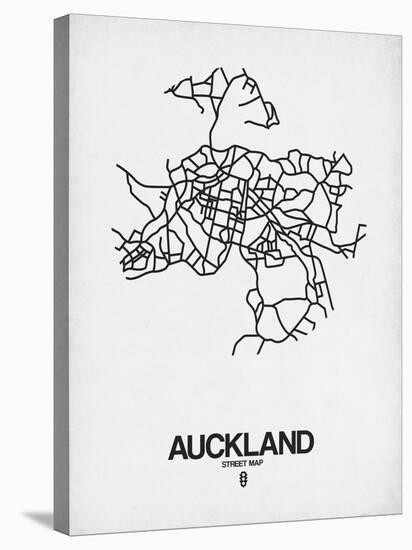 Auckland Street Map White-NaxArt-Stretched Canvas