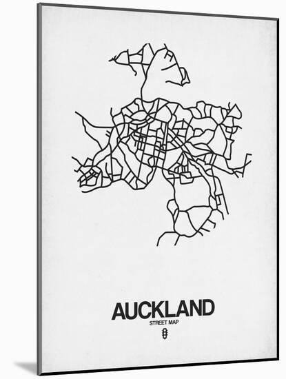 Auckland Street Map White-NaxArt-Mounted Art Print