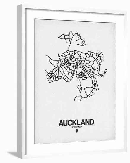 Auckland Street Map White-NaxArt-Framed Art Print