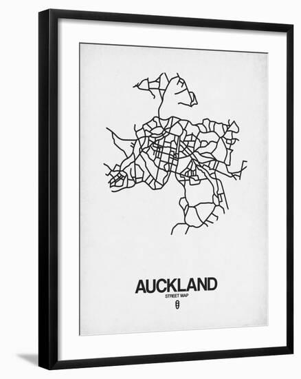Auckland Street Map White-NaxArt-Framed Art Print