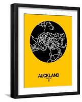 Auckland Street Map Yellow-NaxArt-Framed Art Print