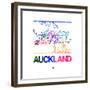 Auckland Watercolor Street Map-NaxArt-Framed Premium Giclee Print