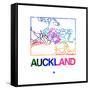 Auckland Watercolor Street Map-NaxArt-Framed Stretched Canvas