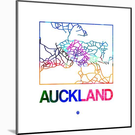 Auckland Watercolor Street Map-NaxArt-Mounted Art Print