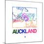 Auckland Watercolor Street Map-NaxArt-Mounted Premium Giclee Print