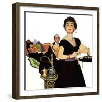 Auctioned Bride - Saturday Evening Post "Men at the Top", October 16, 1954 pg.34-Coby Whitmore-Framed Giclee Print