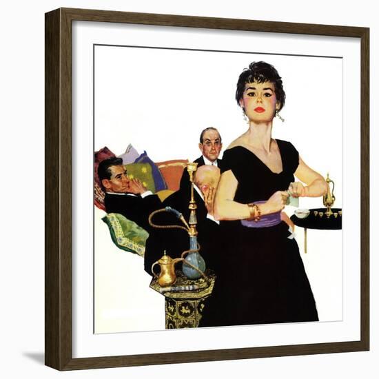 Auctioned Bride - Saturday Evening Post "Men at the Top", October 16, 1954 pg.34-Coby Whitmore-Framed Giclee Print