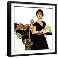 Auctioned Bride - Saturday Evening Post "Men at the Top", October 16, 1954 pg.34-Coby Whitmore-Framed Giclee Print