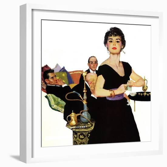 Auctioned Bride - Saturday Evening Post "Men at the Top", October 16, 1954 pg.34-Coby Whitmore-Framed Giclee Print