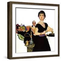 Auctioned Bride - Saturday Evening Post "Men at the Top", October 16, 1954 pg.34-Coby Whitmore-Framed Giclee Print