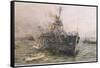 Audacious' One of the Most Powerful Members of the Allied Fleet is Sunk by a German Mine-William Lionel Wyllie-Framed Stretched Canvas