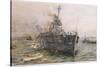 Audacious' One of the Most Powerful Members of the Allied Fleet is Sunk by a German Mine-William Lionel Wyllie-Stretched Canvas