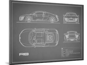 Audi R8 V10-Grey-Mark Rogan-Mounted Art Print