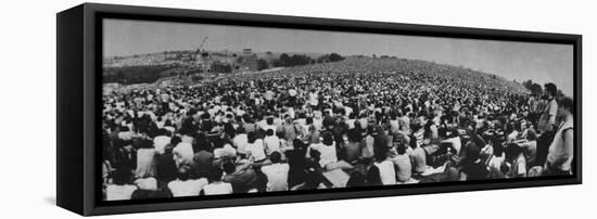 Audience at Woodstock Music Festival-John Dominis-Framed Stretched Canvas