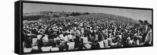 Audience at Woodstock Music Festival-John Dominis-Framed Stretched Canvas