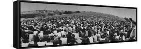 Audience at Woodstock Music Festival-John Dominis-Framed Stretched Canvas