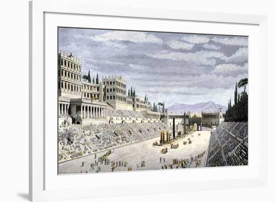 Audience Cheering Charioteersin the Circus Maximus, Ancient Rome-null-Framed Giclee Print