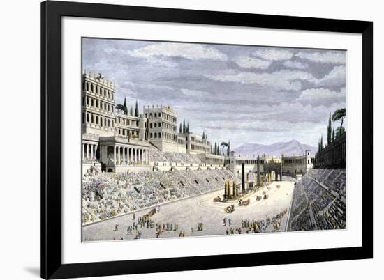 Audience Cheering Charioteersin the Circus Maximus, Ancient Rome-null-Framed Giclee Print