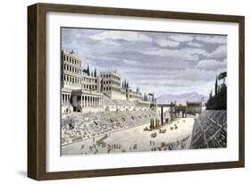 Audience Cheering Charioteersin the Circus Maximus, Ancient Rome-null-Framed Giclee Print