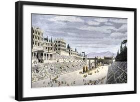 Audience Cheering Charioteersin the Circus Maximus, Ancient Rome-null-Framed Giclee Print