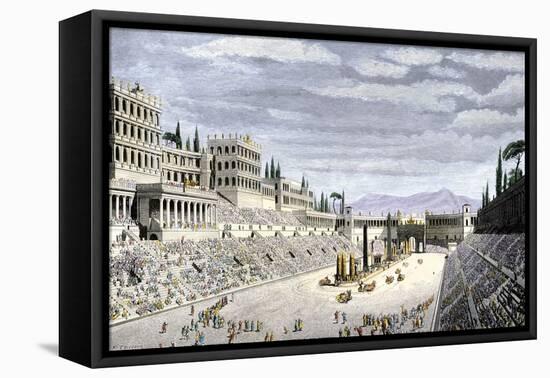 Audience Cheering Charioteersin the Circus Maximus, Ancient Rome-null-Framed Stretched Canvas