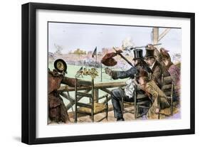 Audience Enjoying a College Football Game, 1880s-null-Framed Giclee Print