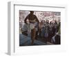 Audience Gathers to Watch a Dancer in a Two-Piece Costume at the Iowa State Fair, 1955-John Dominis-Framed Photographic Print