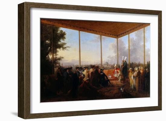 Audience Given in Constantinople by the Grand Vizier Aimali Carac for Francois-Emmanuel Guignard-Francesco Giuseppe Casanova-Framed Giclee Print