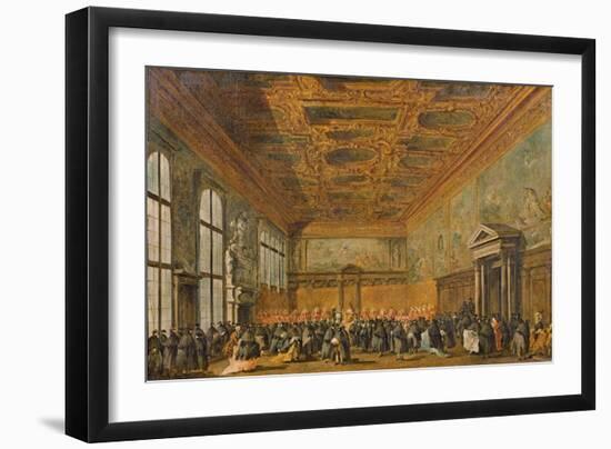 Audience Granted by the Doge of Venice in the College Room of Doge's Palace, C.1766-70-Francesco Guardi-Framed Giclee Print