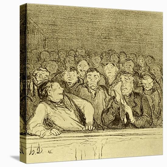Audience in the Gallery-Honore Daumier-Stretched Canvas