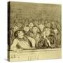 Audience in the Gallery-Honore Daumier-Stretched Canvas