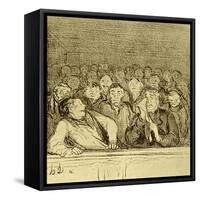 Audience in the Gallery-Honore Daumier-Framed Stretched Canvas