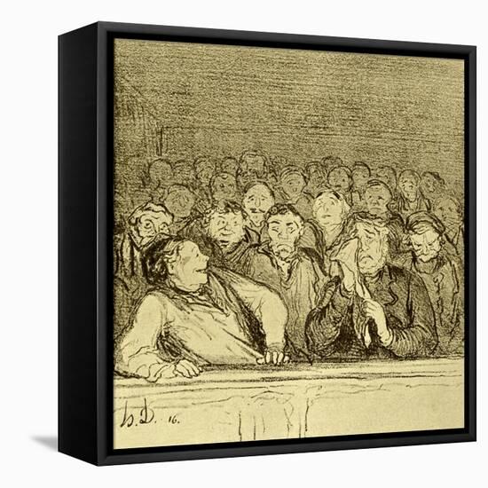 Audience in the Gallery-Honore Daumier-Framed Stretched Canvas