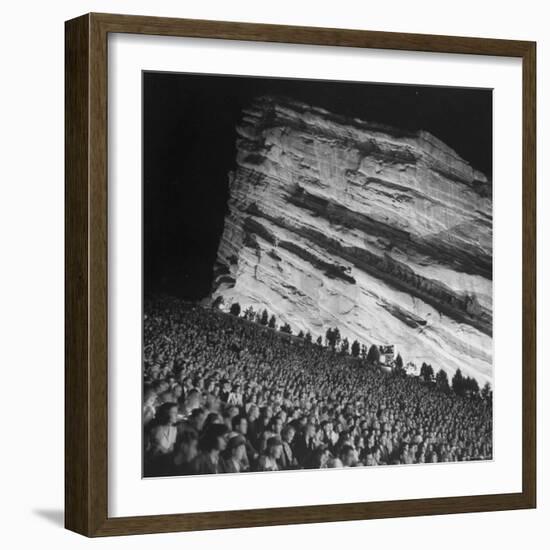 Audience Members Enjoying the Natural Acoustics of the Red Rocks Amphitheater During a Concert-John Florea-Framed Photographic Print