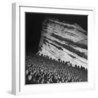 Audience Members Enjoying the Natural Acoustics of the Red Rocks Amphitheater During a Concert-John Florea-Framed Photographic Print