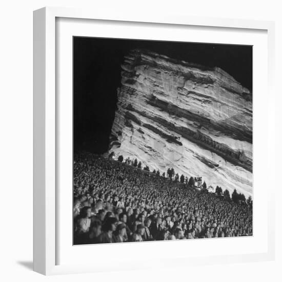 Audience Members Enjoying the Natural Acoustics of the Red Rocks Amphitheater During a Concert-John Florea-Framed Photographic Print