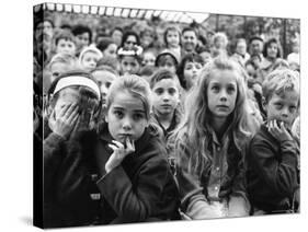 Audience of Children Sitting Very Still, with Rapt Expressions, Watching Puppet Show at Tuileries-Alfred Eisenstaedt-Stretched Canvas