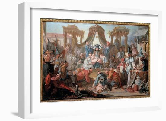 Audience of the Emperor of China the Subjects Prostrate before the Emperor. Painting by Francois Bo-Francois Boucher-Framed Giclee Print