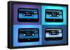 Audio Cassette Tapes Blue Pop Art Print Poster-null-Framed Poster