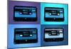 Audio Cassette Tapes Blue Pop Art Print Poster-null-Mounted Poster