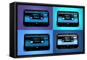 Audio Cassette Tapes Blue Pop Art Print Poster-null-Framed Stretched Canvas