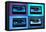 Audio Cassette Tapes Blue Pop Art Print Poster-null-Framed Stretched Canvas