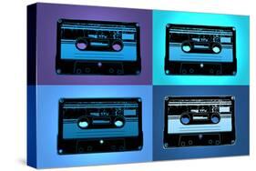 Audio Cassette Tapes Blue Pop Art Print Poster-null-Stretched Canvas