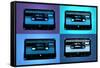 Audio Cassette Tapes Blue Pop Art Print Poster-null-Framed Stretched Canvas