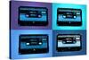 Audio Cassette Tapes Blue Pop Art Print Poster-null-Stretched Canvas